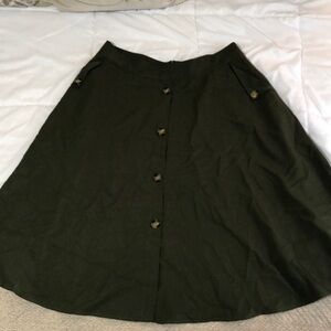 SHEIN Olive Green Midi A-Line Skirt for Work